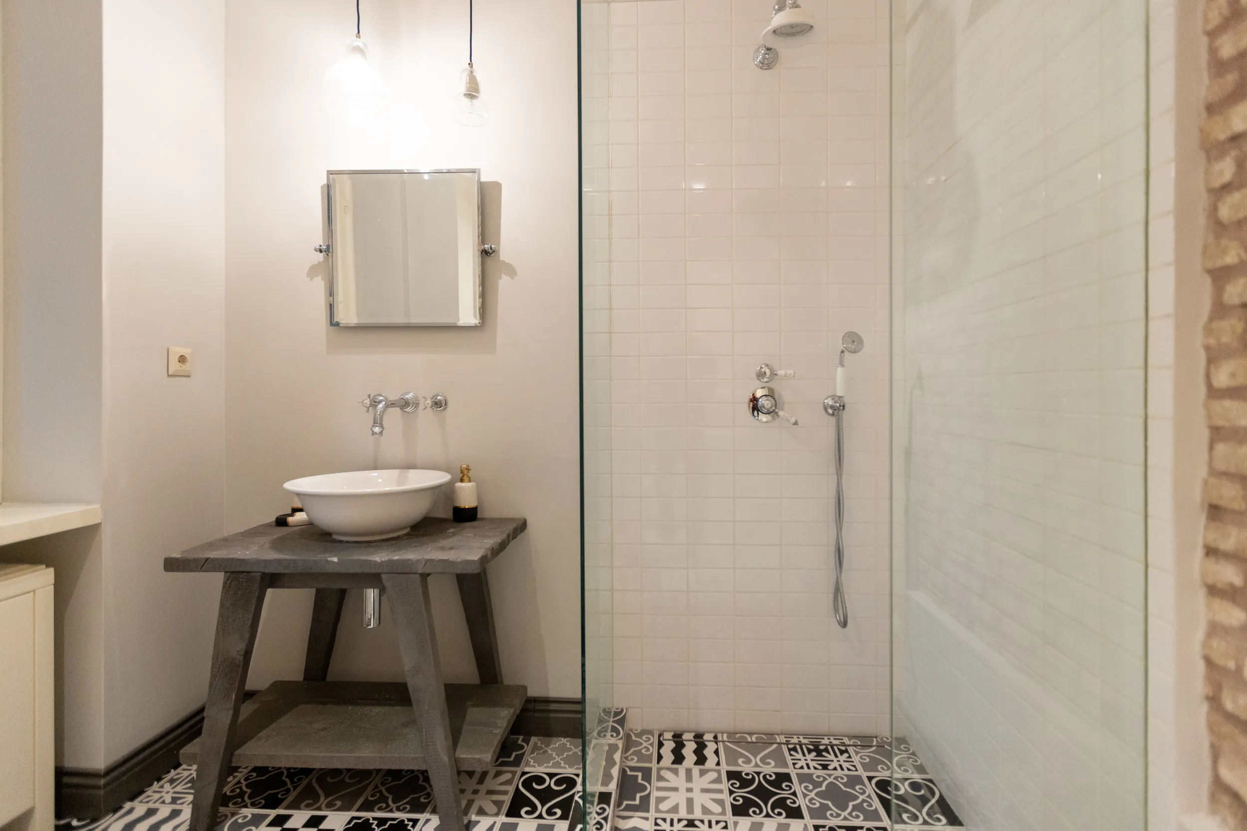 Full bathroom with a stand-up shower