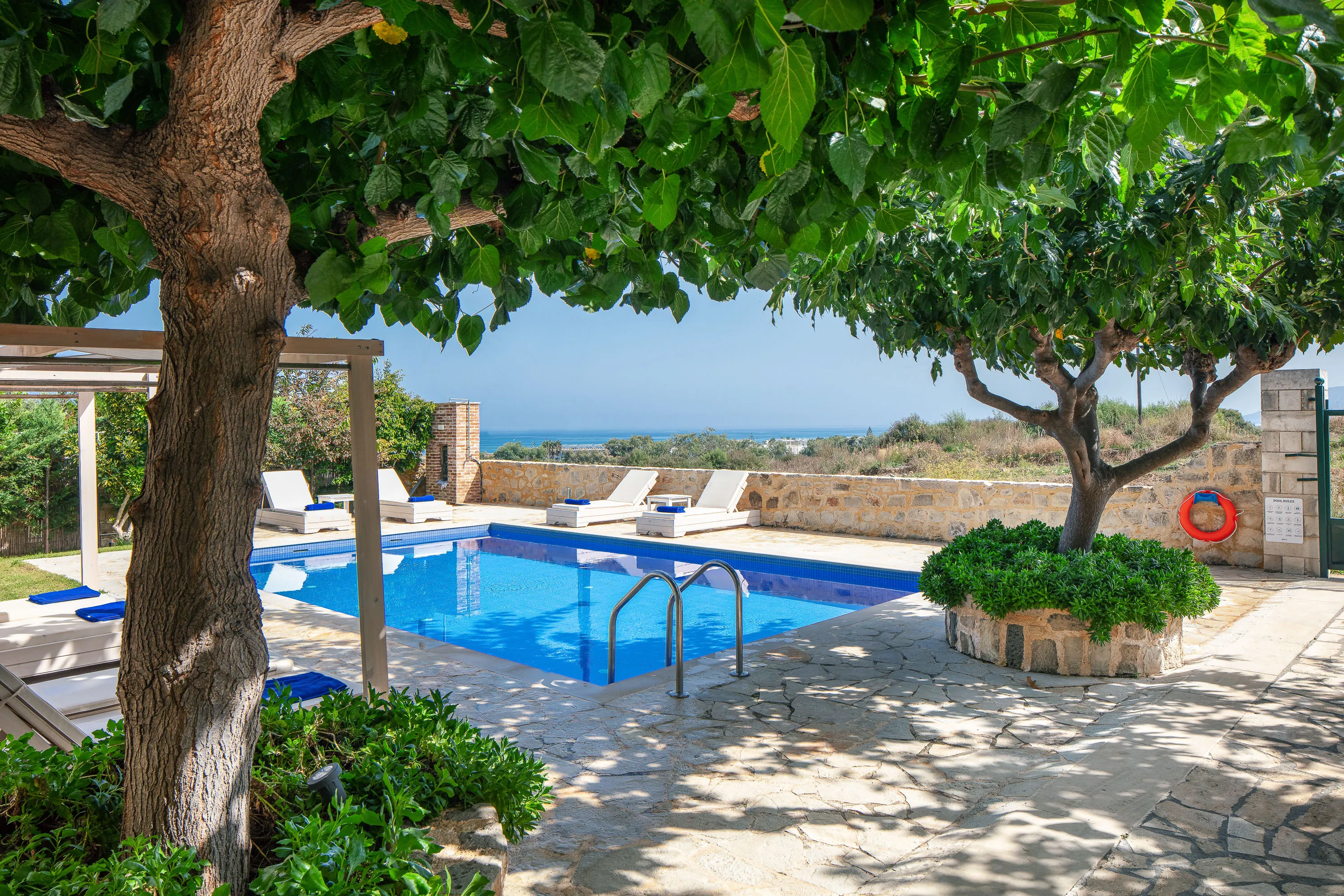 40 sq. m private swimming pool with sun beds and gazebo