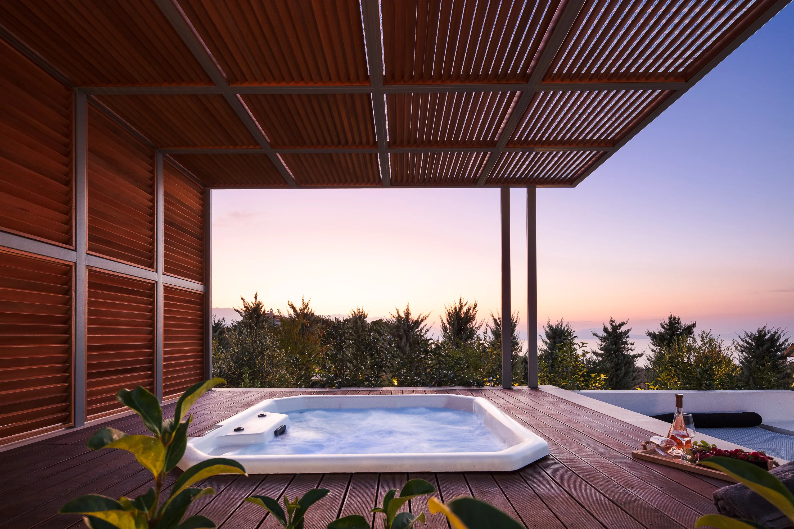 Soak in the hot tub and let the sunset complete your perfect evening.