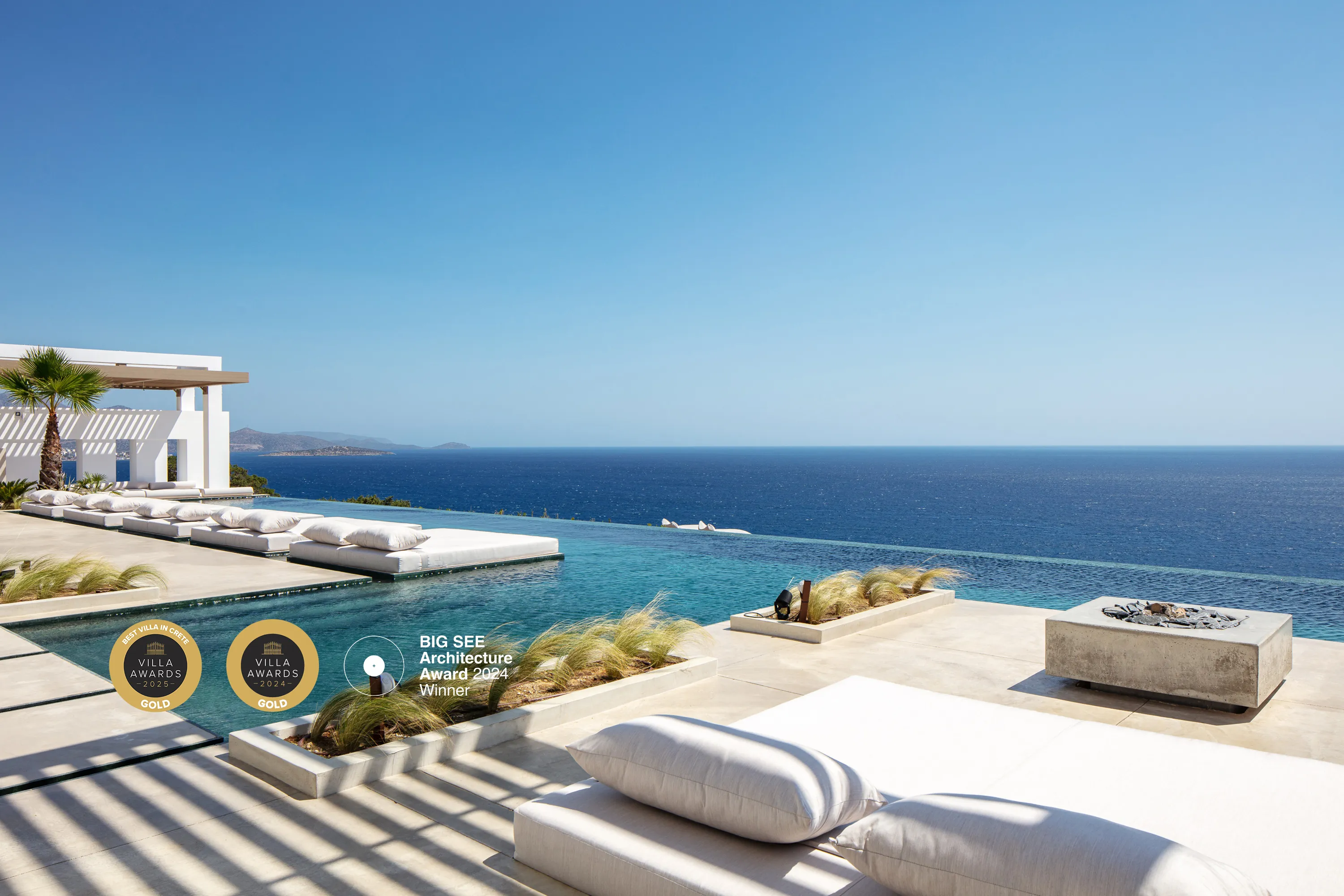 Pure C Estate has been distinguished with the: 2025 Tourism Awards Gold for Best Villa in Crete 2024 Tourism Awards Gold for New Villa 2024 Tourism Awards Gold for Luxury Villa of the Year 2024 Tourism Awards Silver for Cosmopolitan Villa of t
