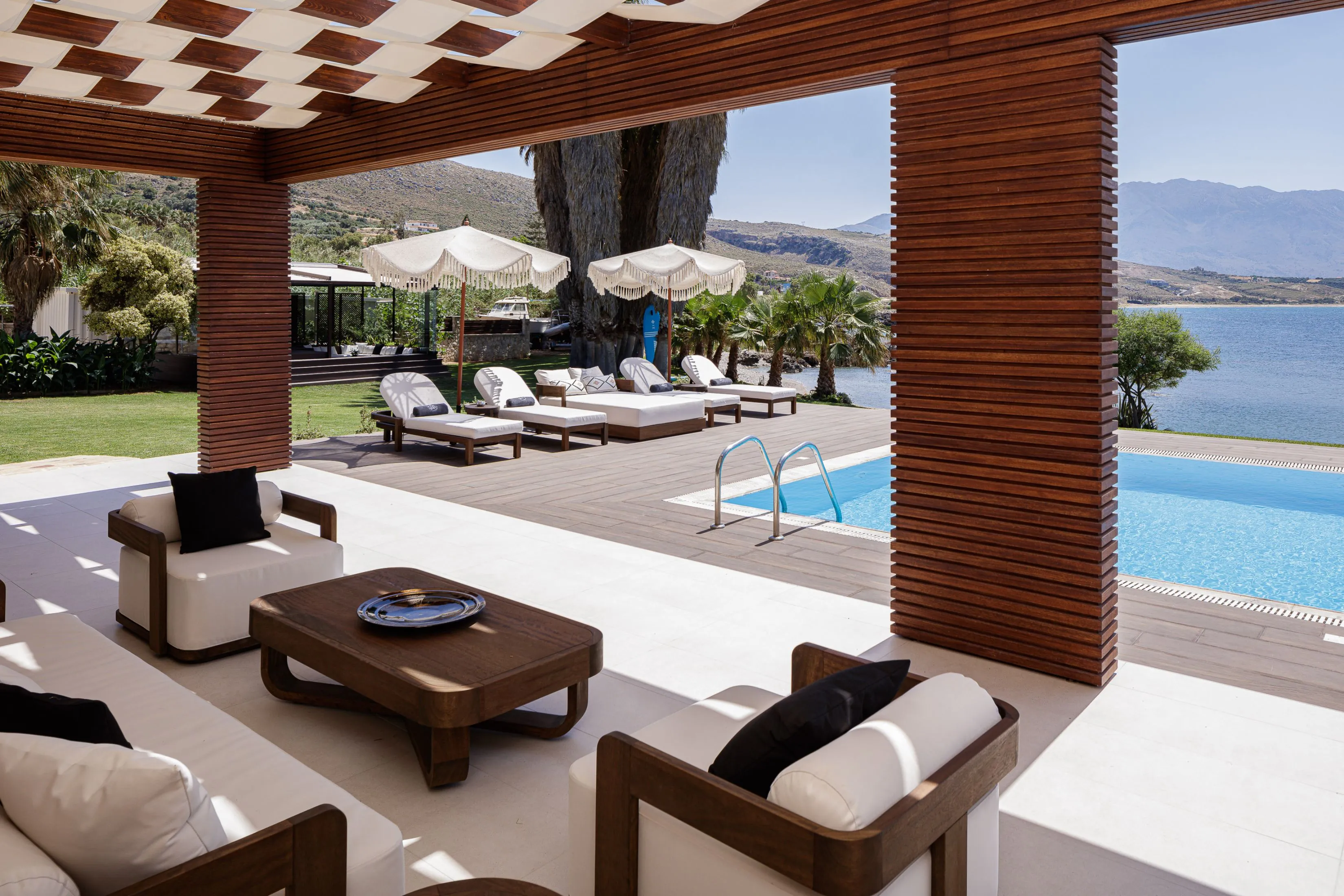 Outdoor lounging spot with stunning sea views!