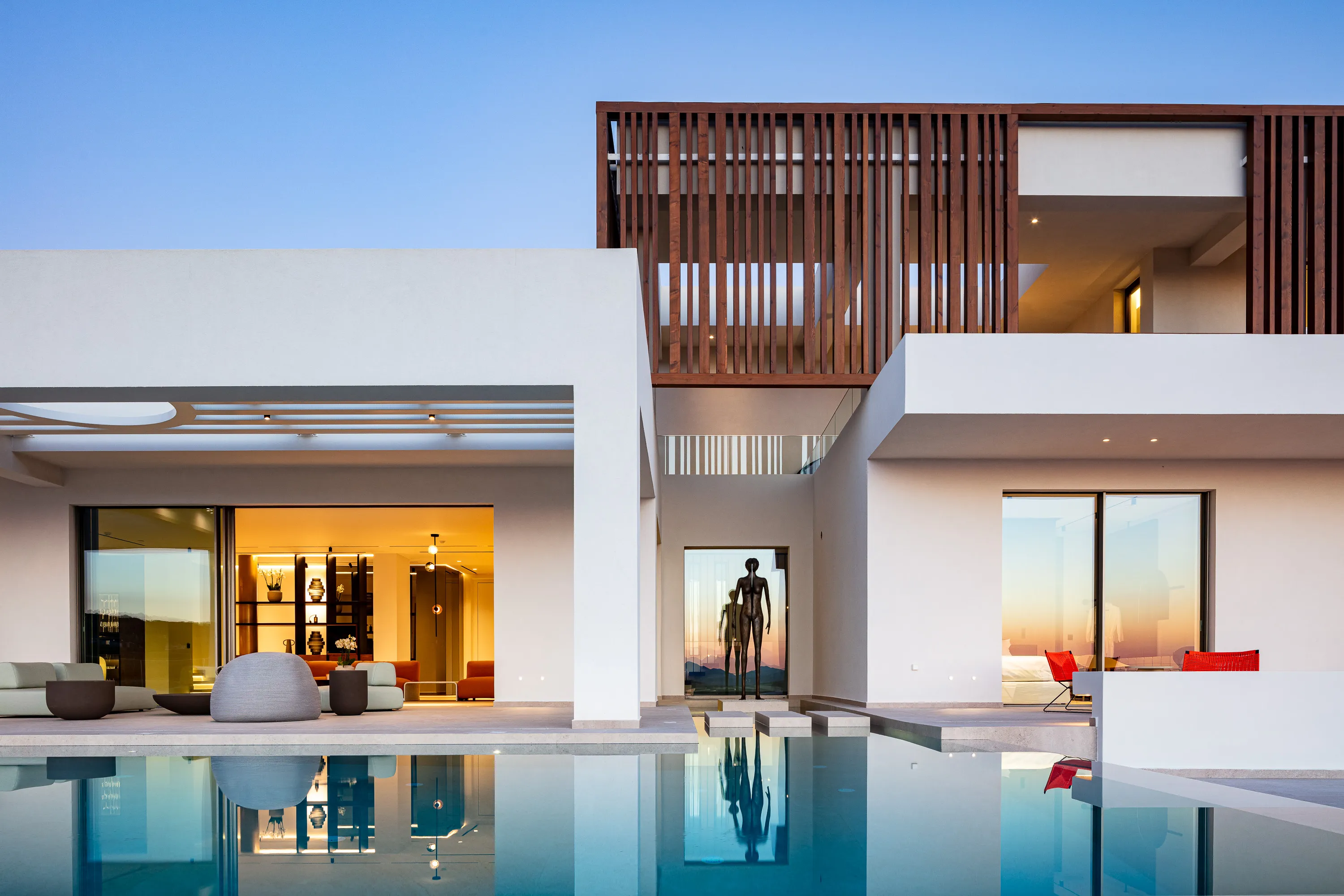 As you step into this exquisite retreat, you are immediately enveloped by the harmonious blend of natural elements with the breathtaking landscape of Crete.