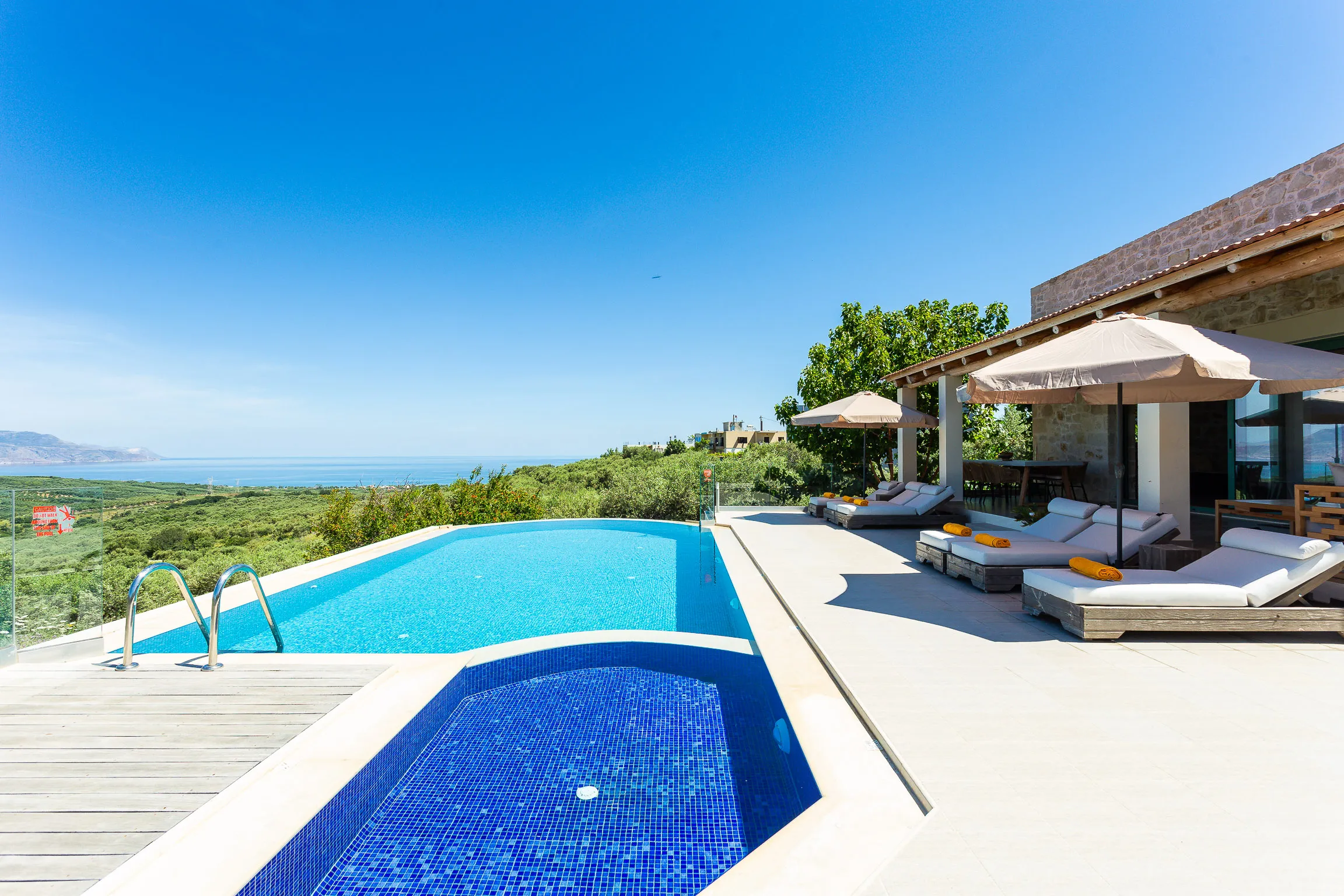 50 sq. m ecological infinity heated swimming pool with child pool.