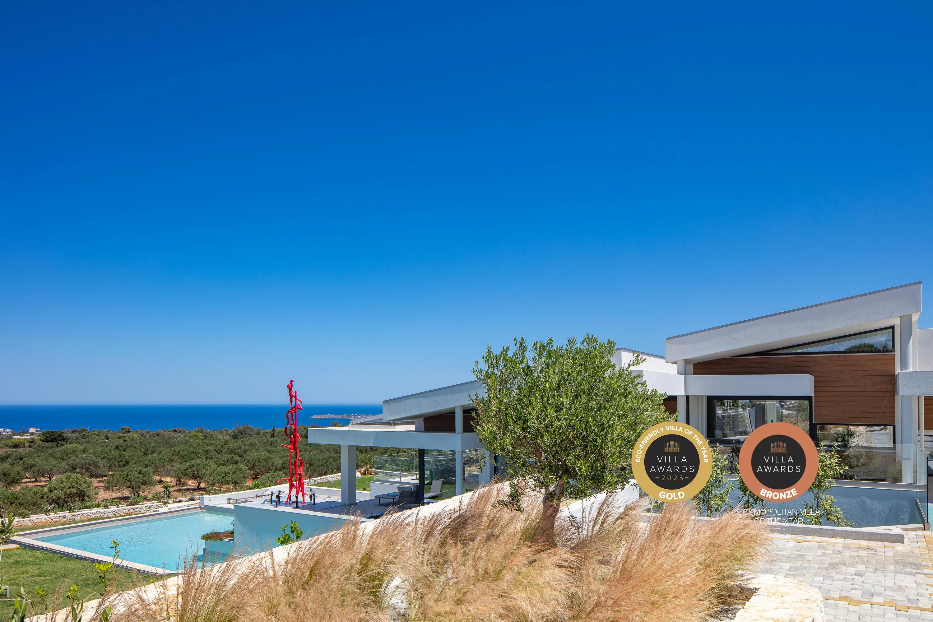Villa Saint John has been distinguished with 2025 Tourism Awards Gold for Eco-Friendly Villa of the Year 2024 Tourism Awards Bronze for Cosmopolitan Villa of the Year