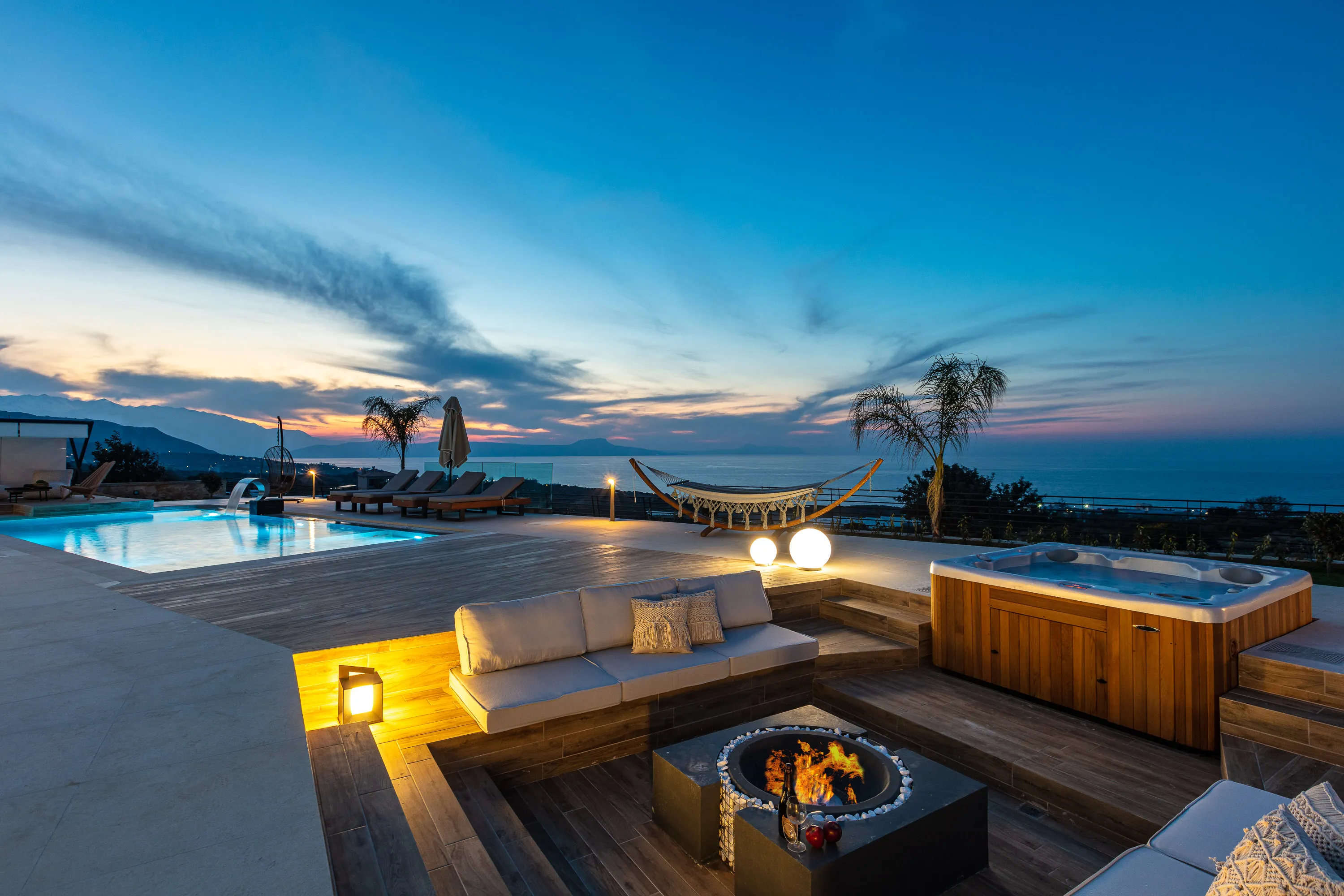 The outdoor area is equipped to embrace ultimate relaxation
