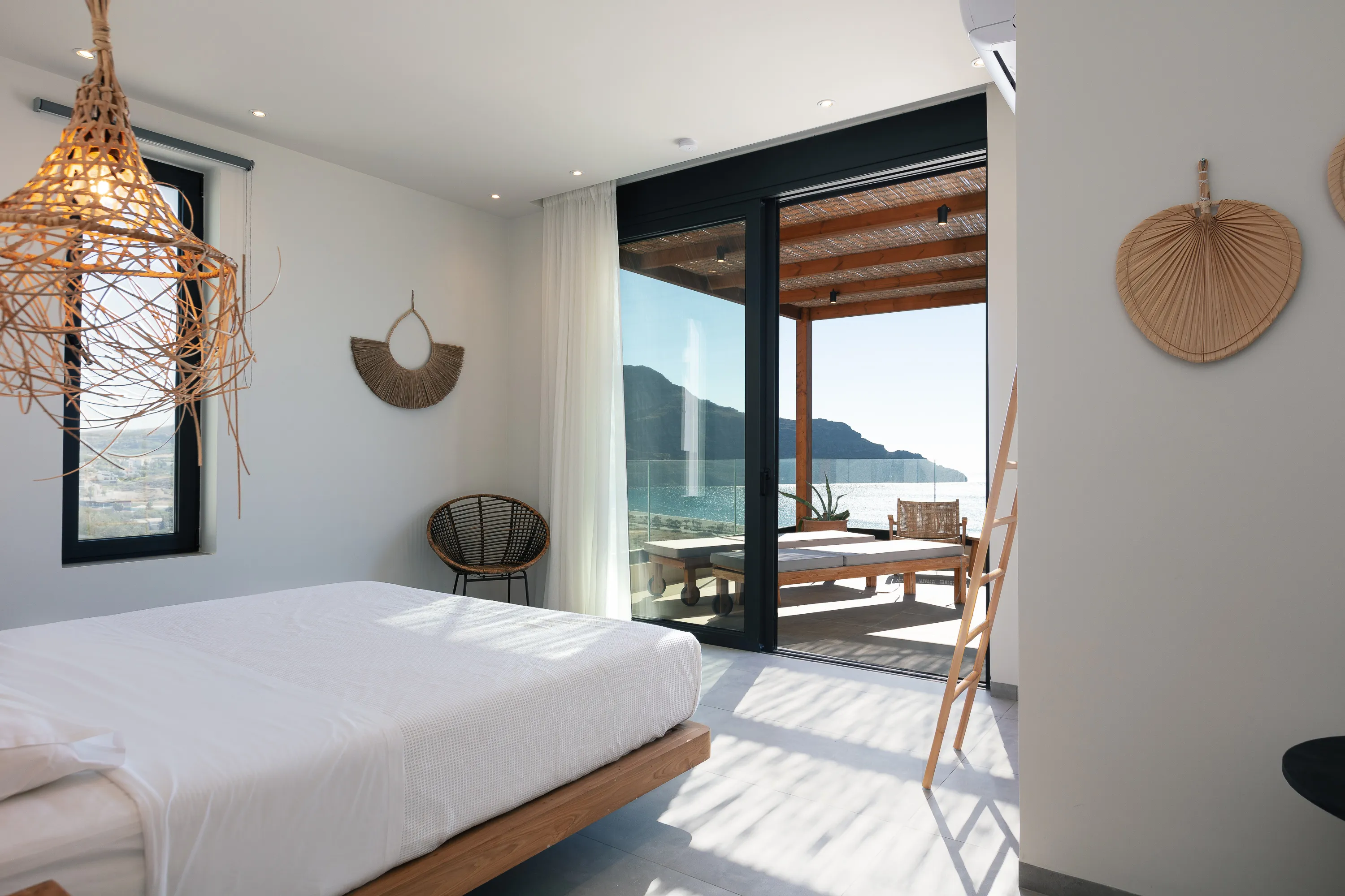 The master bedroom, located in the main area of the villa.