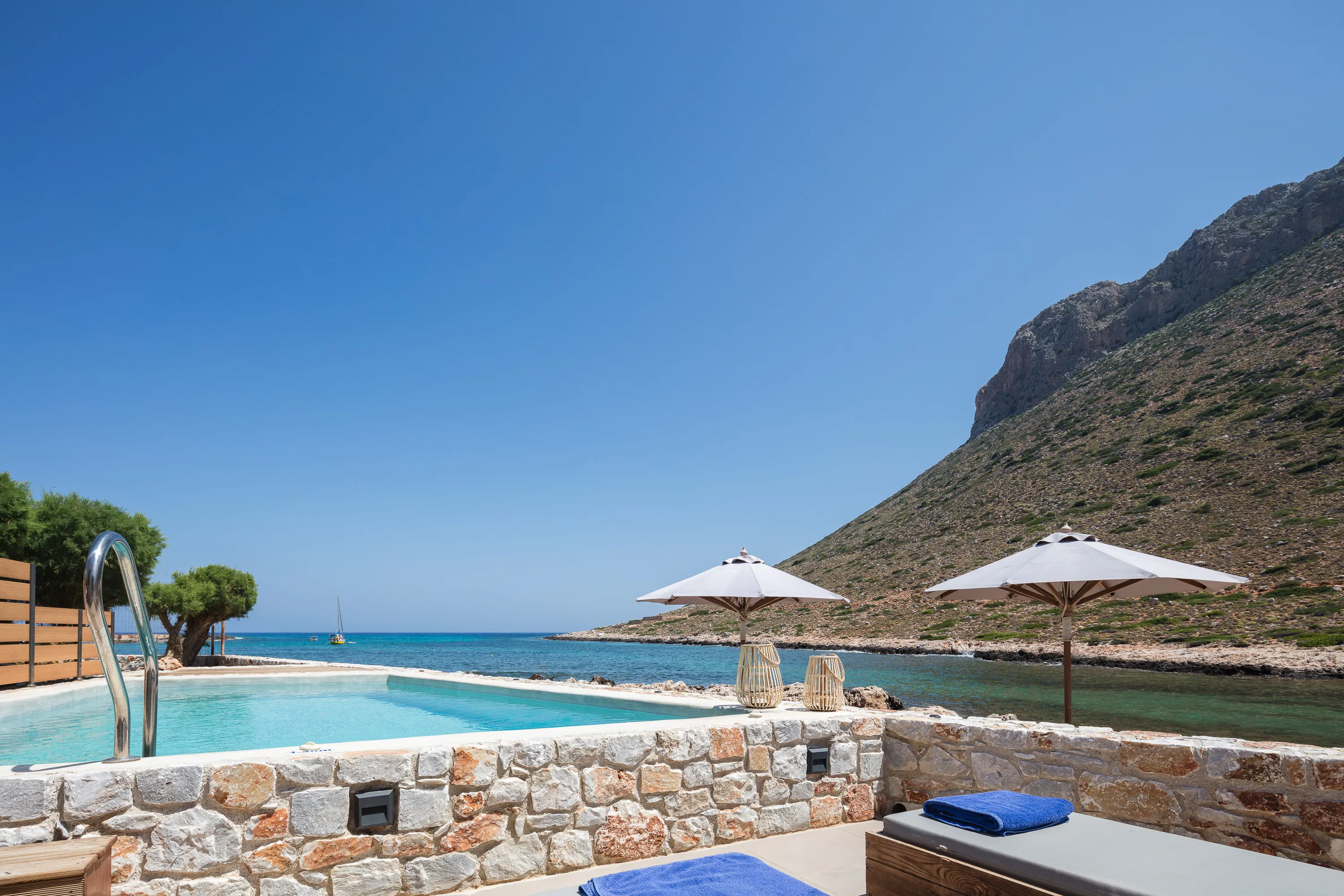 Private 14 sq.m pool with built-in hydro massage jets.