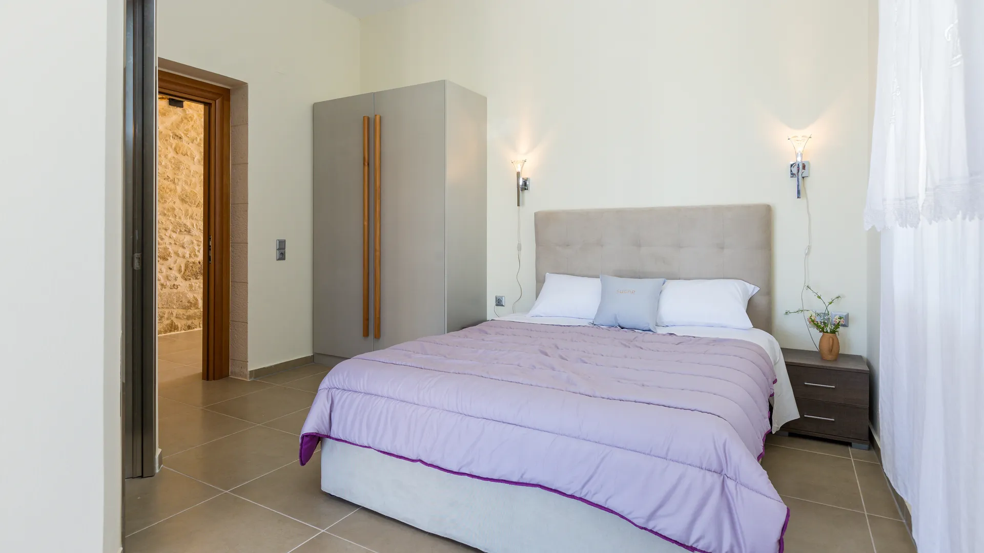 Bedroom with a double bed and en-suite bathroom with shower