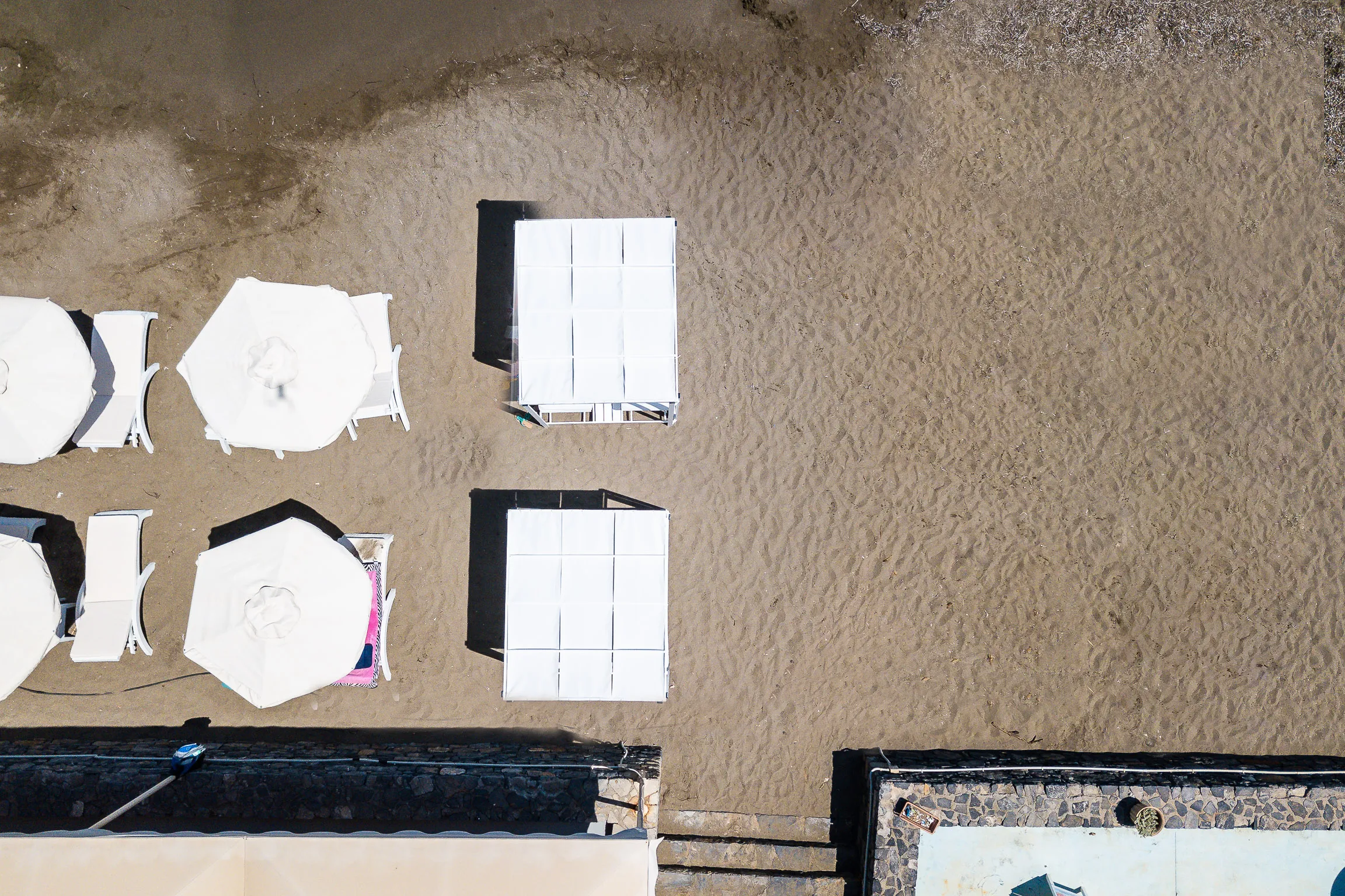 Private sun beds on the beach for our guests only!