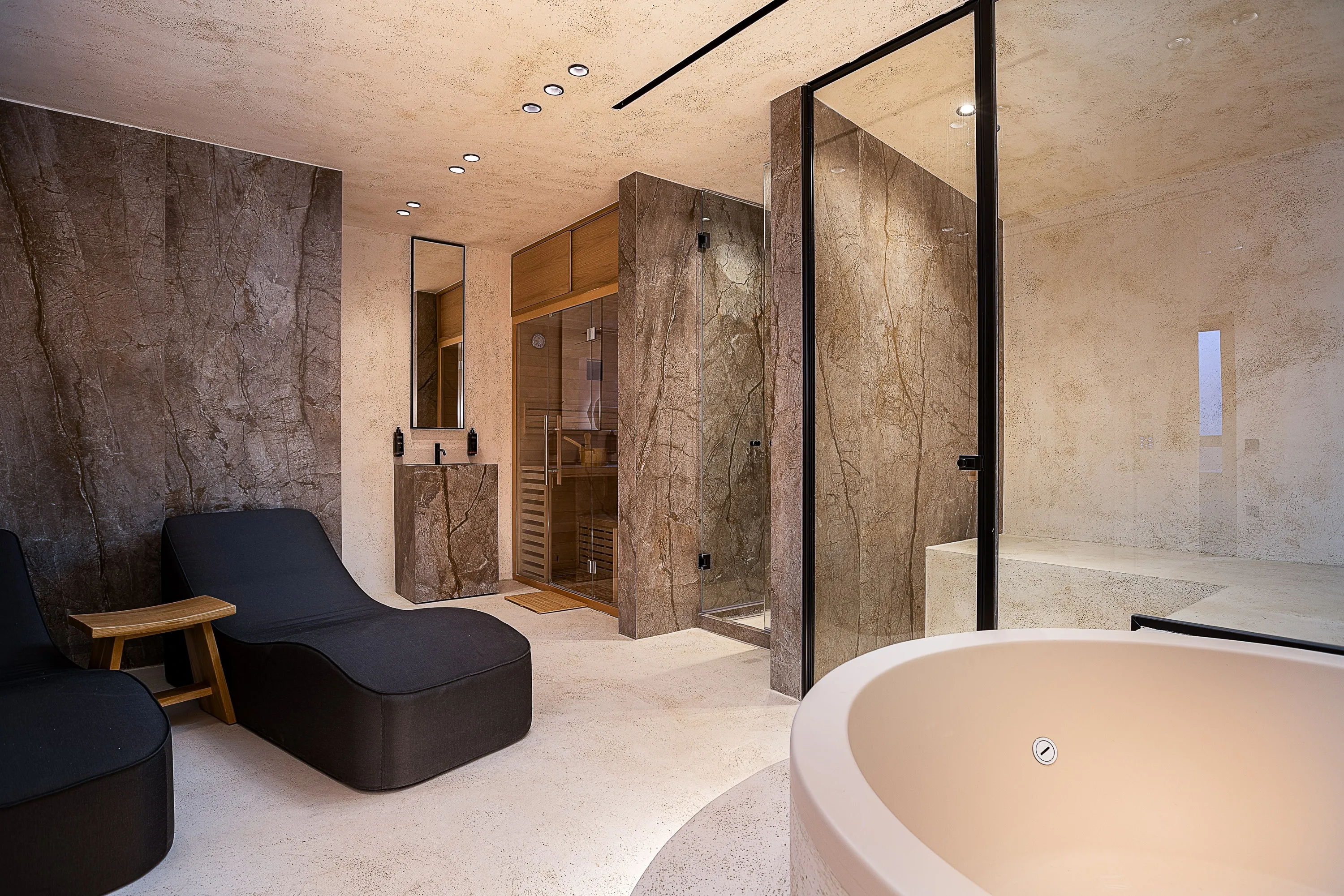 Spa room located on the lower floor