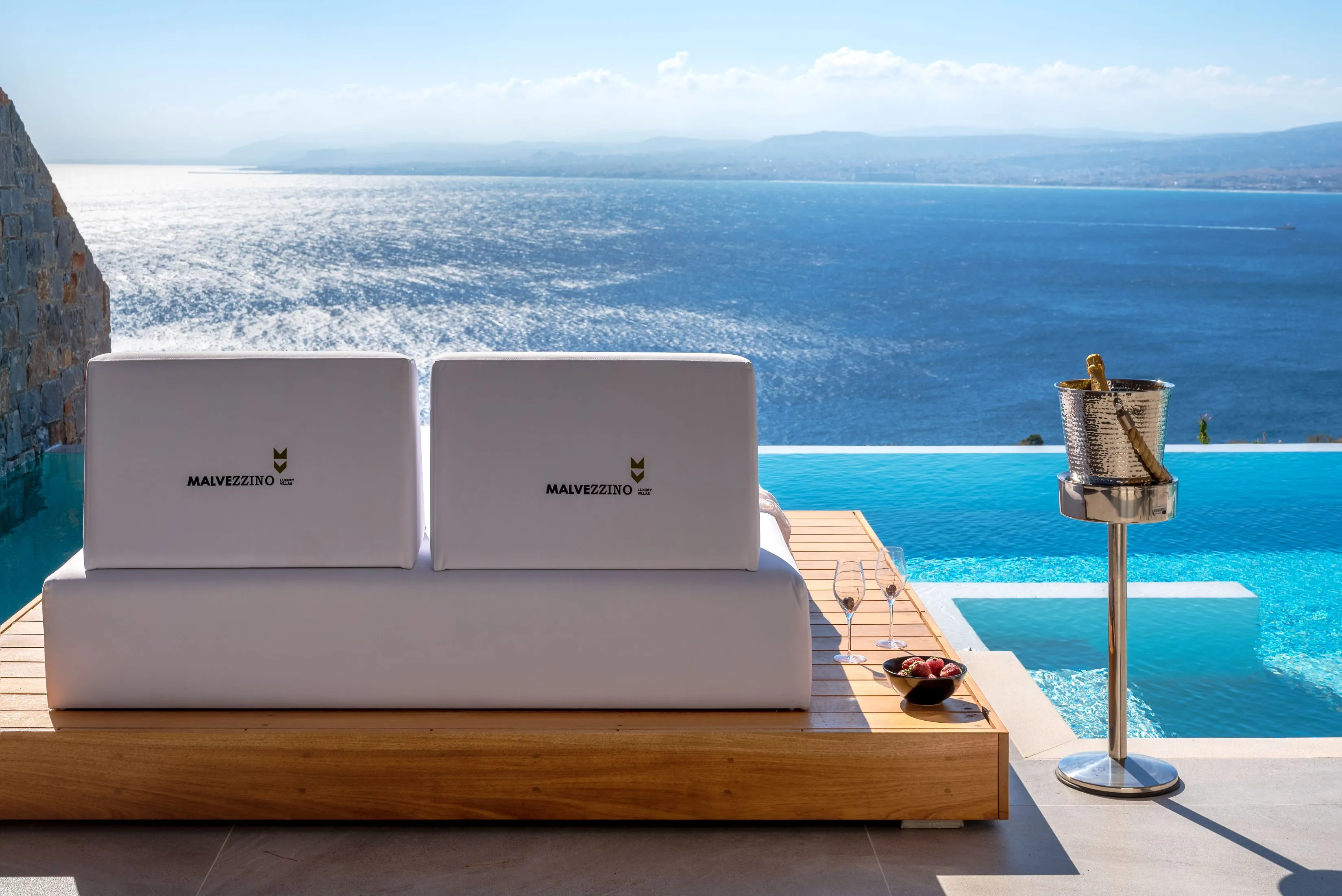 Enjoy the stunning views of the Aegean Sea from the comfort of your day bed!