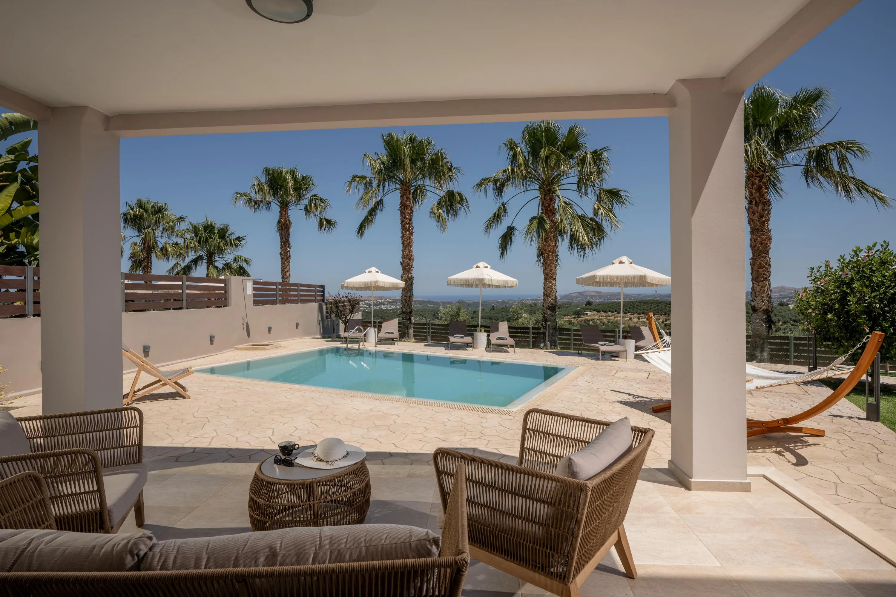 Lounge in comfort with shaded seating areas.