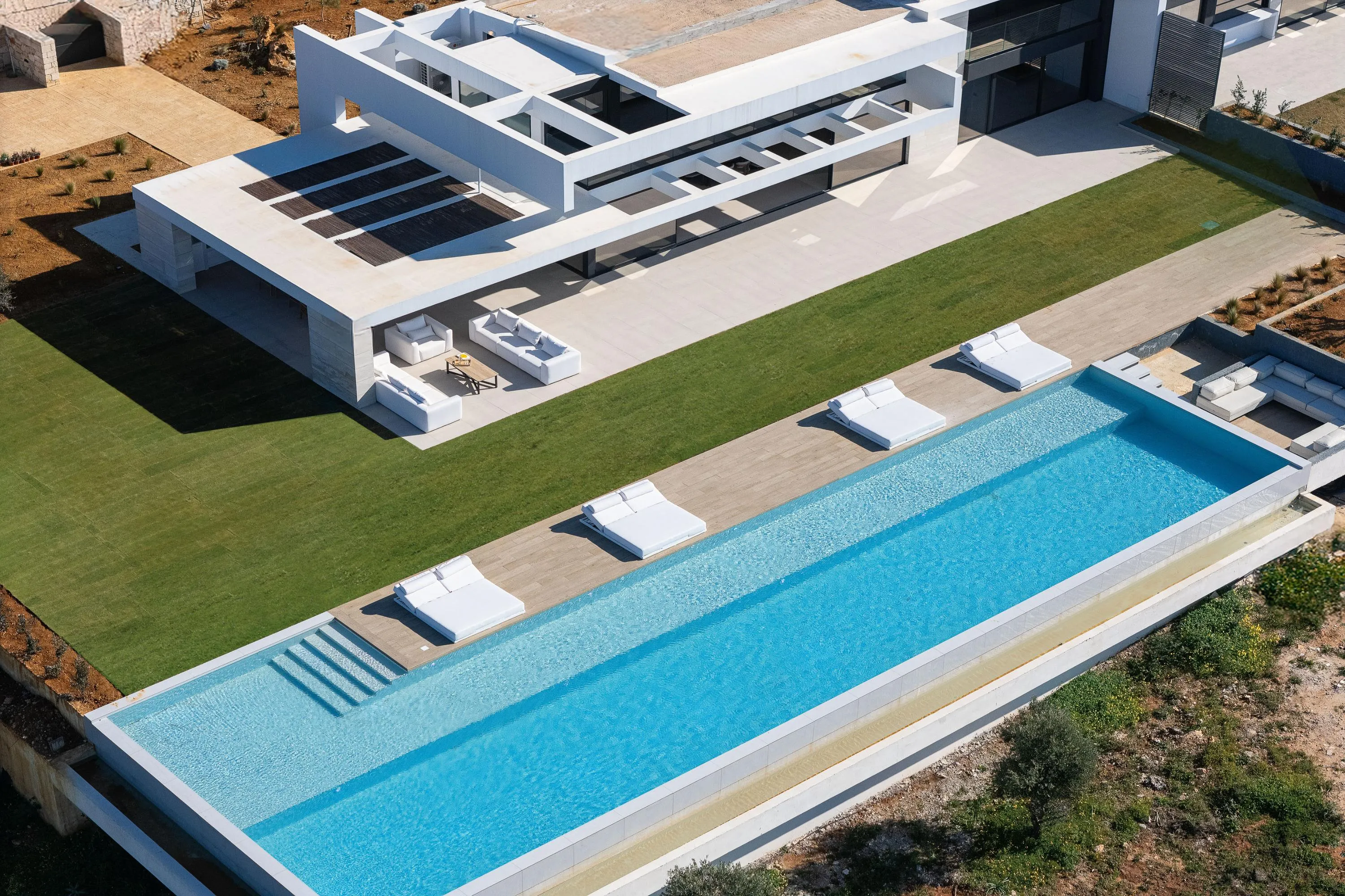 Bird's eye capture of the pool area