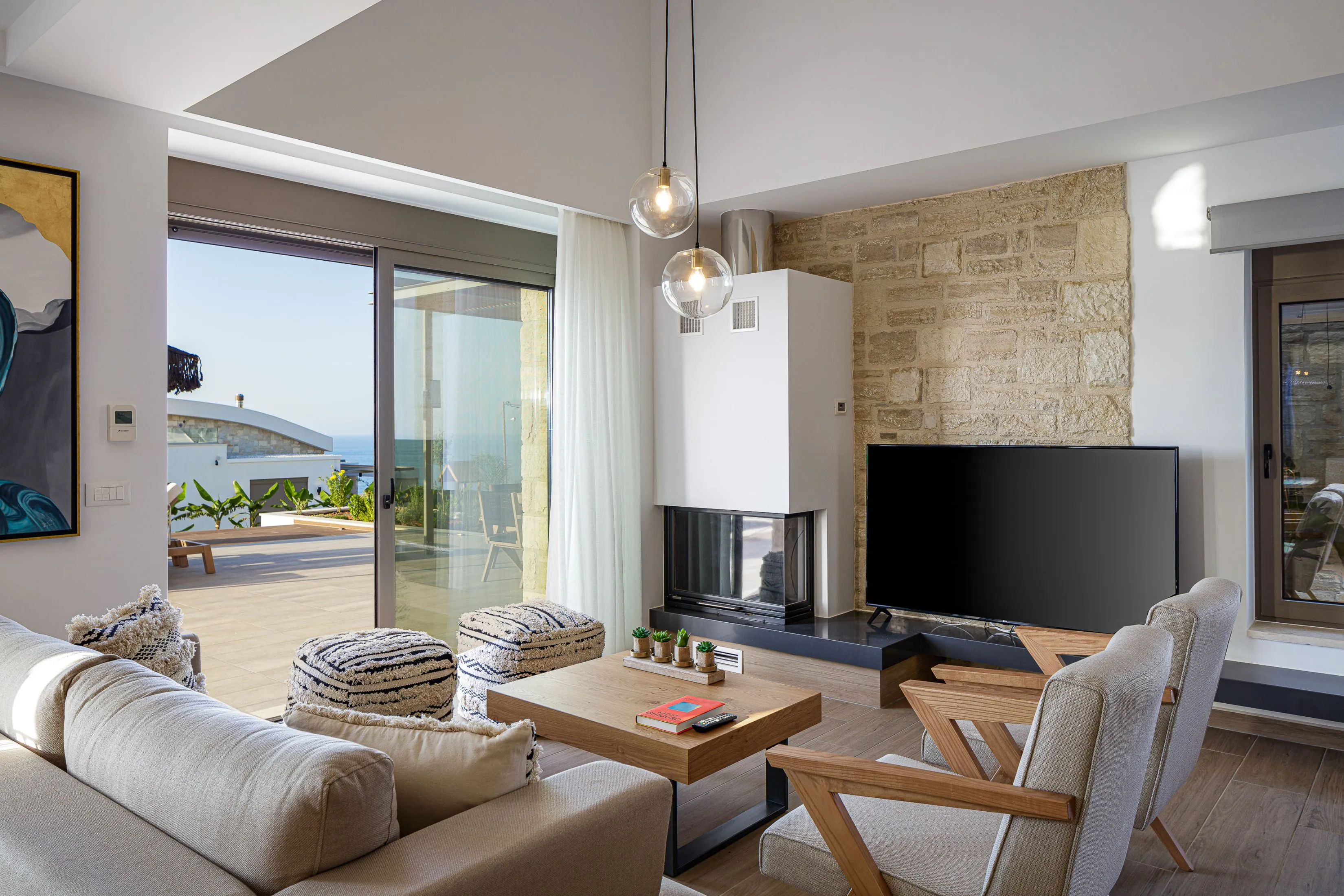 Cozy lounge with a 65” Smart TV and Netflix.