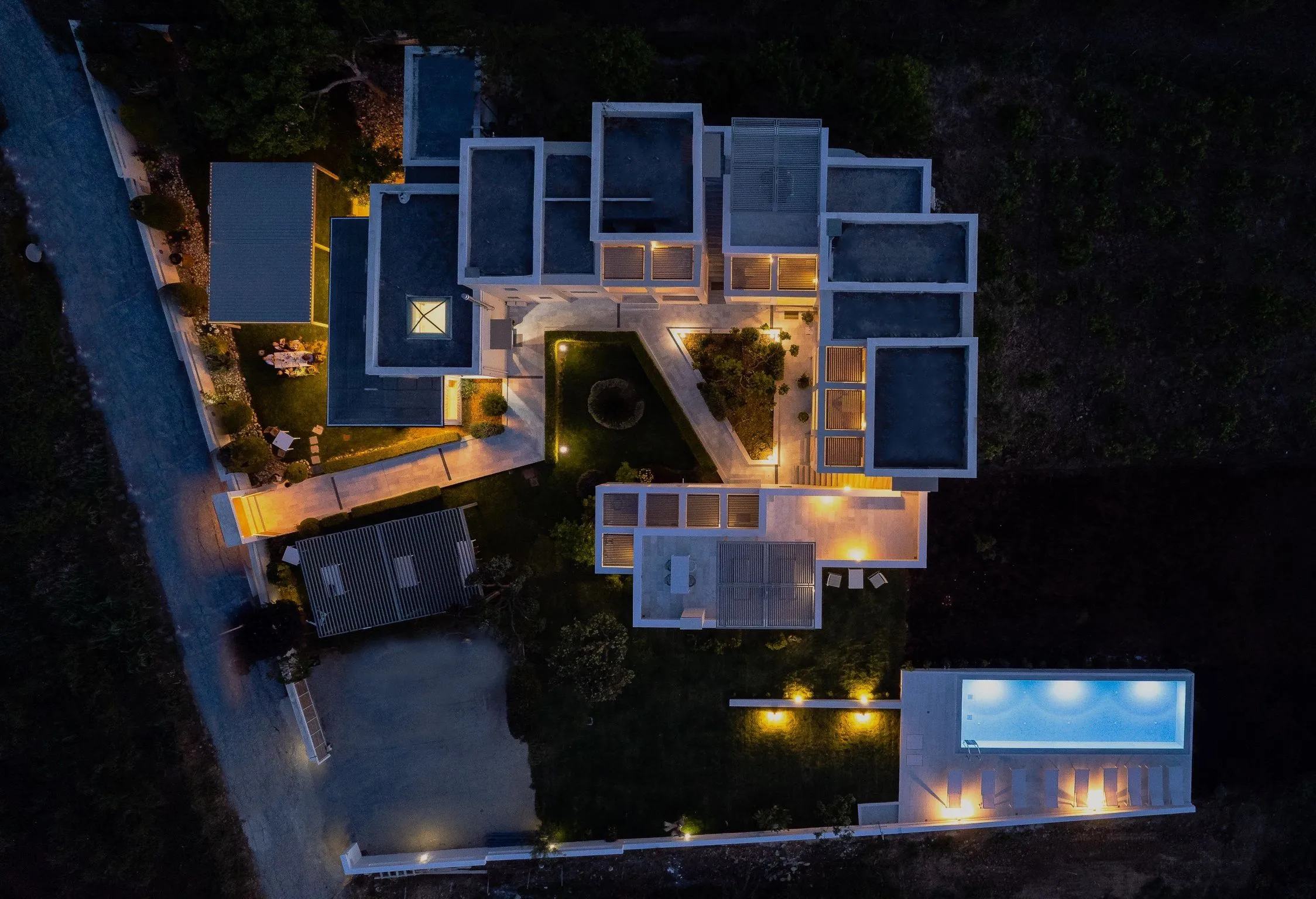 Aerial view building design - Night