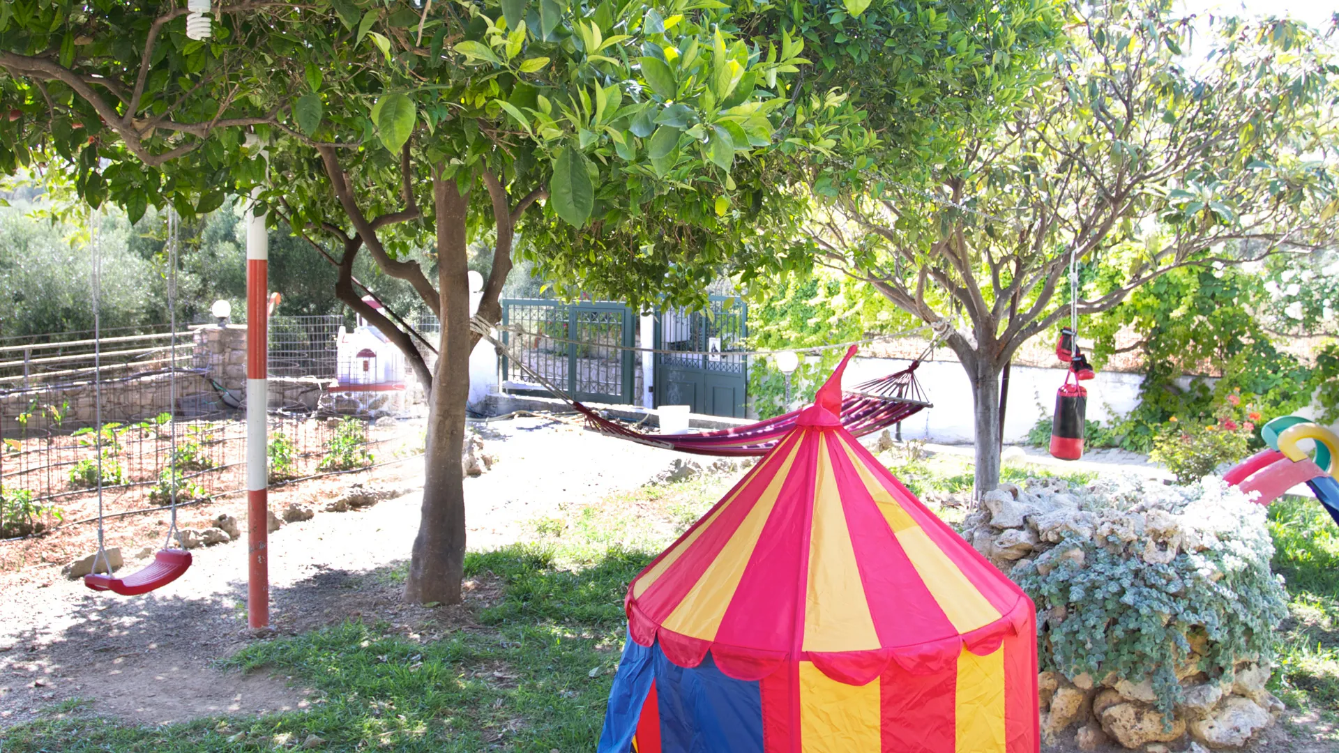 Playground area and our vegetable garden that you can enjoy with your meal!