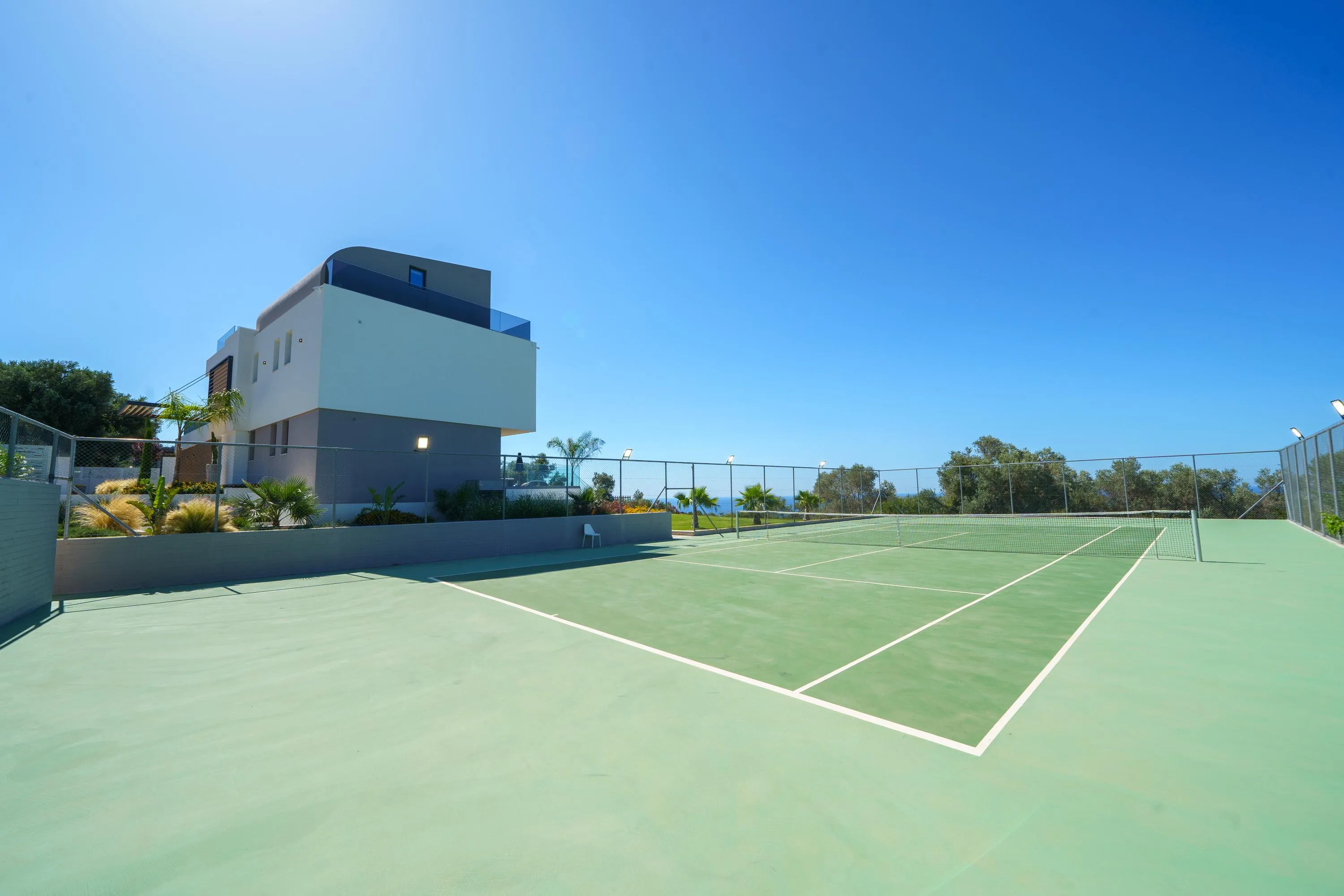 Stay active with a friendly game at the private tennis court!